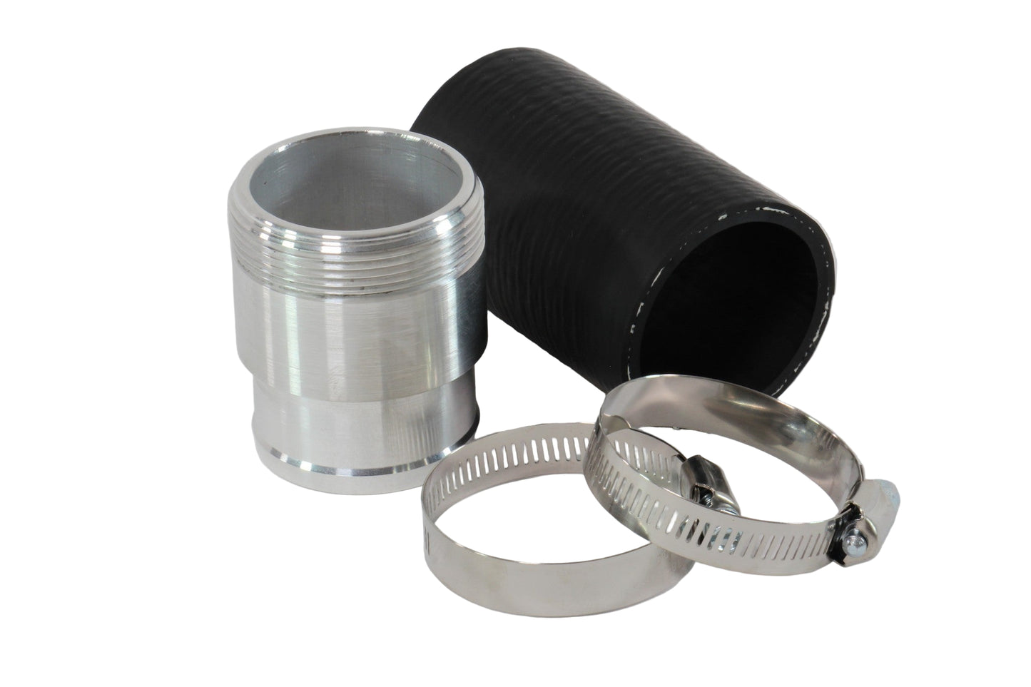 2" NPSM Threaded Aluminum Neck W/ 2.0" Ribbed For Hose Barb