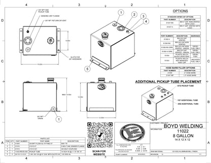 8 Gallon 14x12x12 Aluminum Tank