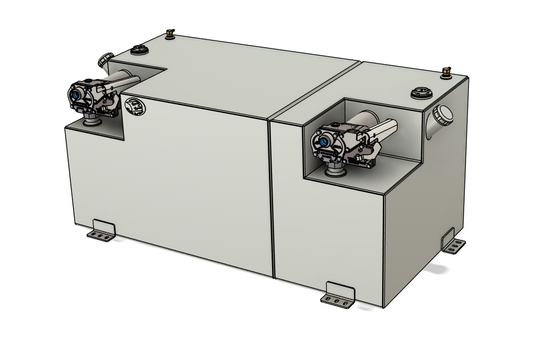 70/30 100 Gallon Aluminum Split Tank 51 x 26 x 23 W GPI Pumps Included