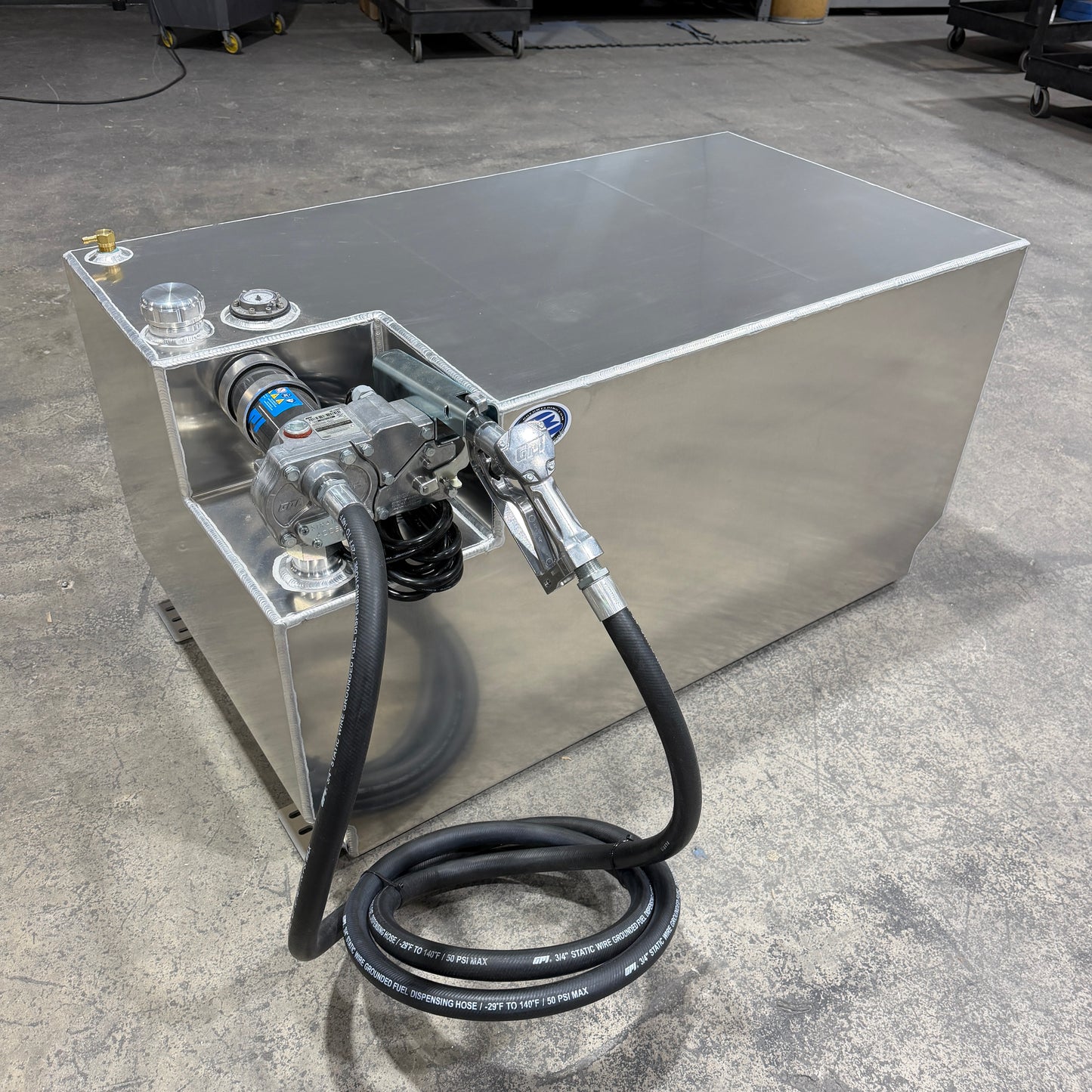 100 Gallon 47.5x26x24 Service Body Aluminum Tank W GPI 15GPM Pump Included
