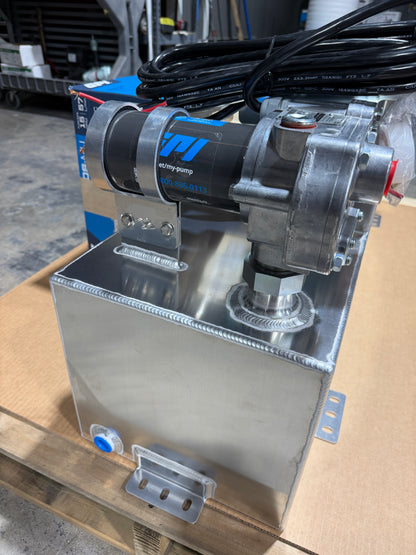 GPI 12V transfer pump mounted on a Boyd aluminum tank pump pocket