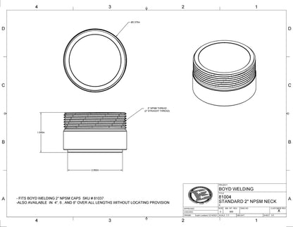 Aluminum 2" NPSM Weld In Neck