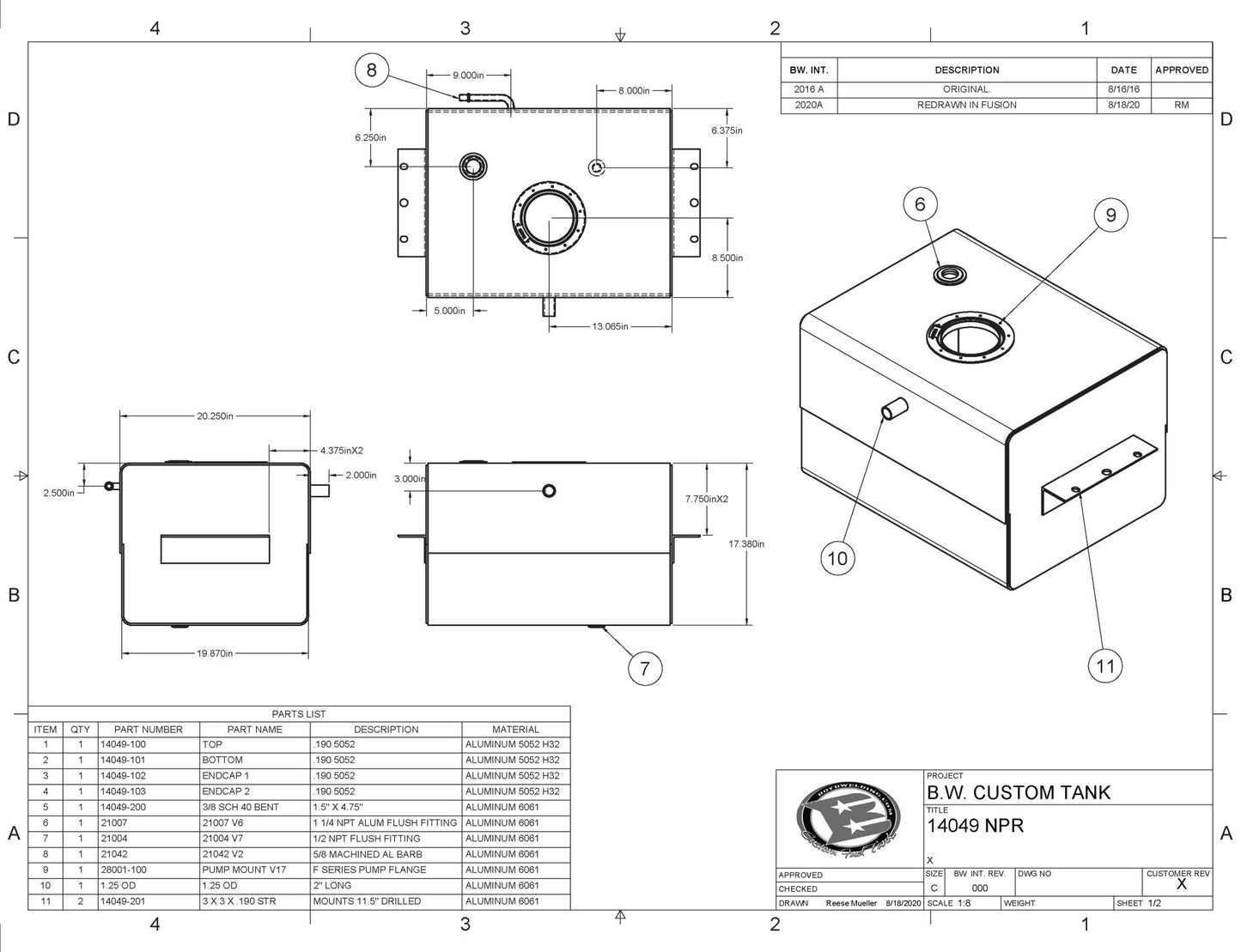 Isuzu NPR Replacement Aluminum Gasoline Tank