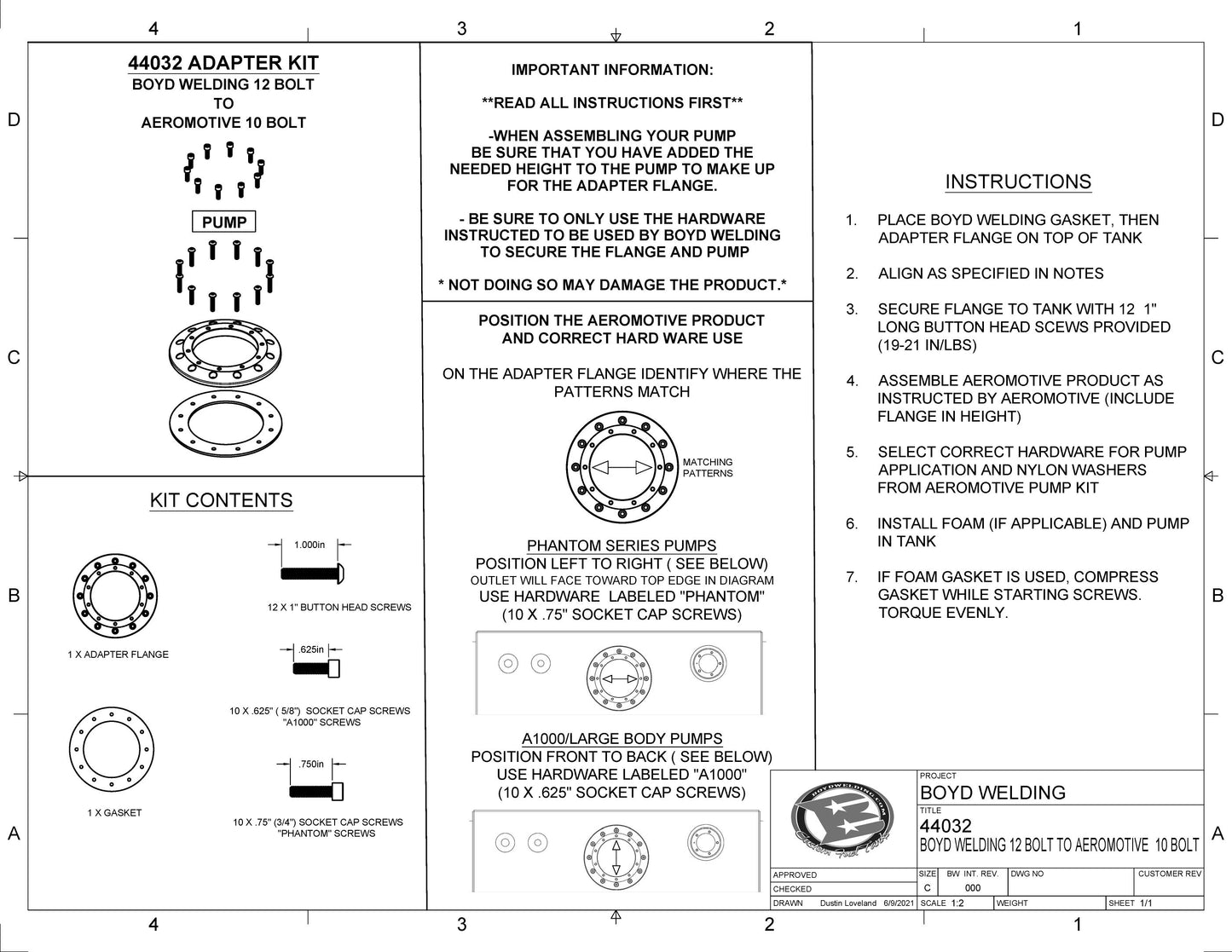 Boyd 12 Bolt EFI to Aeromotive 10 Bolt Stealth Adapter Plate