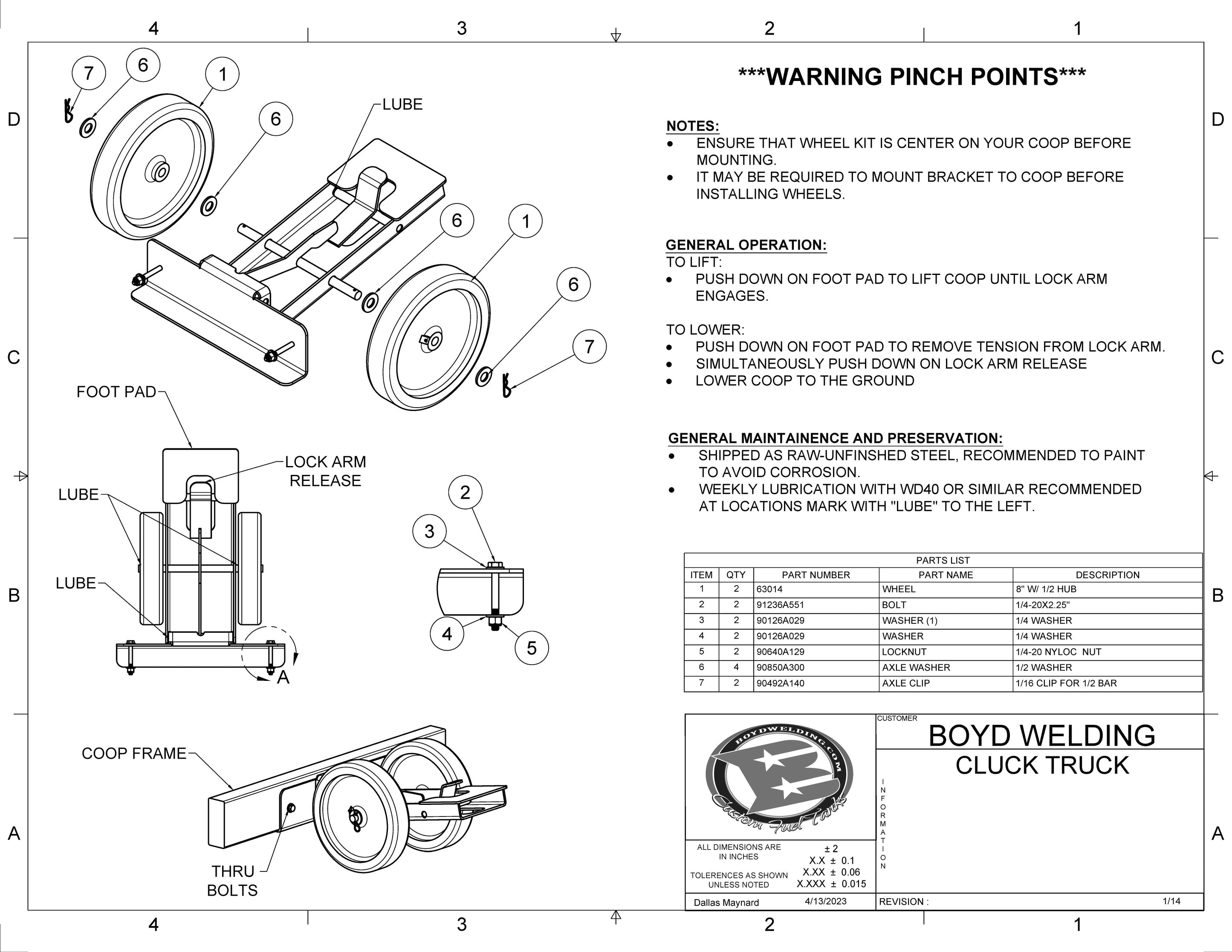 Chicken Tractor Lift Wheel Kit Boyd Welding LLC